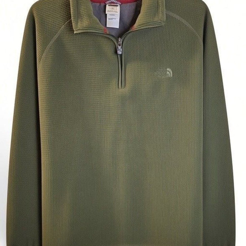 The North Face Men's Green Dotknit Thermal Quarter-Zip Pullover Fleece Size M
